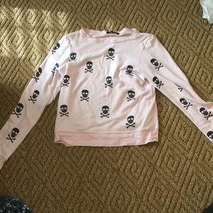 Wildfox pink skull long sleeve size small